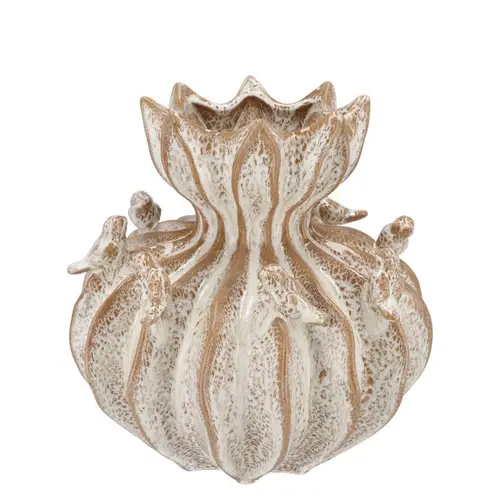 Keramik Vase Vogel Structure creme 22x22x21cm