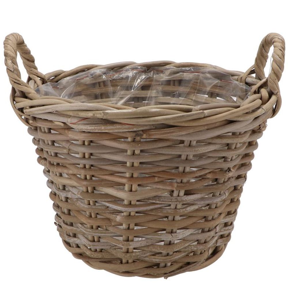 Korb Henkel Rotan braun D30cm H23cm