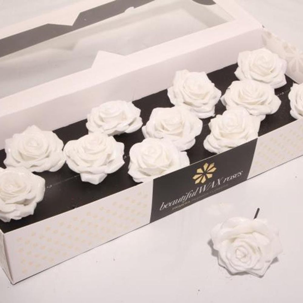 Seiden Wachs Rose weiss Diamond d10cm (767)
