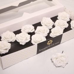 Seiden Wachs Rose weiss Diamond d10cm (767)