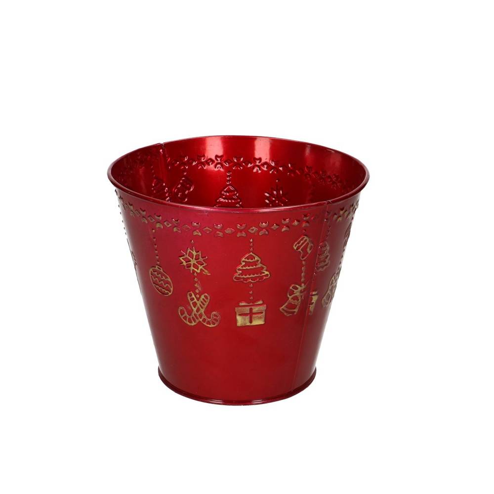 Zink Übertopf Liam rot D15cm H13cm