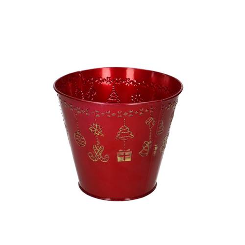 Zink Übertopf Liam rot D15cm H13cm