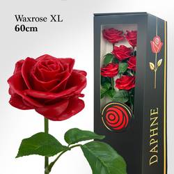 Plastik Wachs Rose auf Stiel rot L60cm