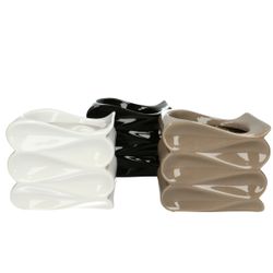 Keramik Übertopf Wave schwarz mix D16/13.5x14cm