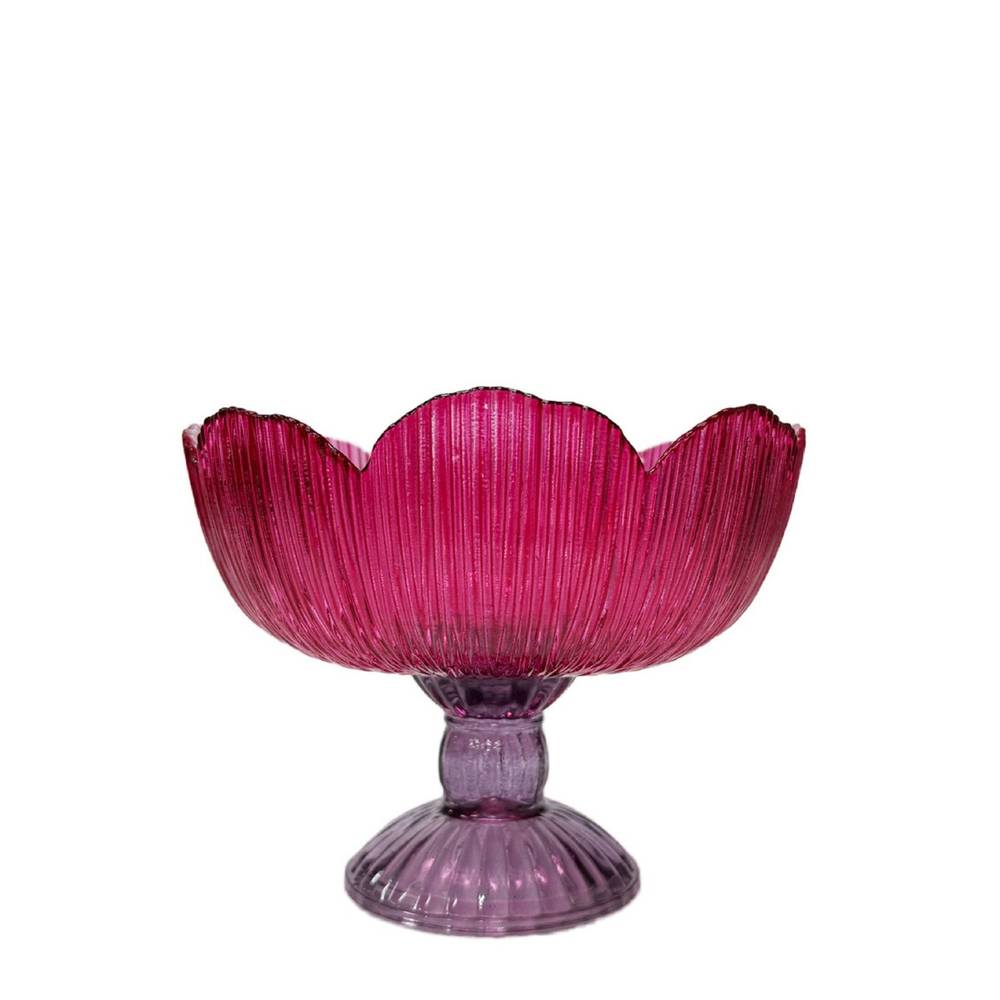 Glas Teelicht Fiore fuchsia D17cm H13cm rot