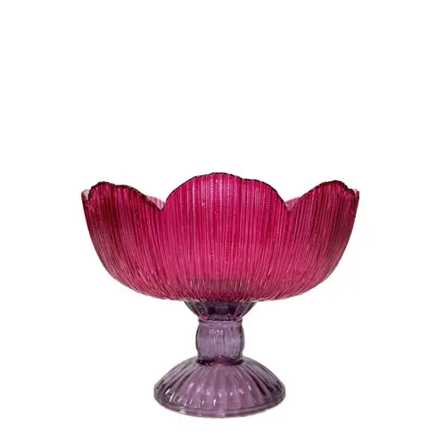 Glas Teelicht Fiore fuchsia D17cm H13cm rot
