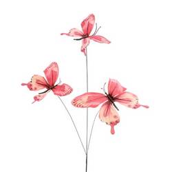 Schmetterling Trio auf Stab rosa L50cm