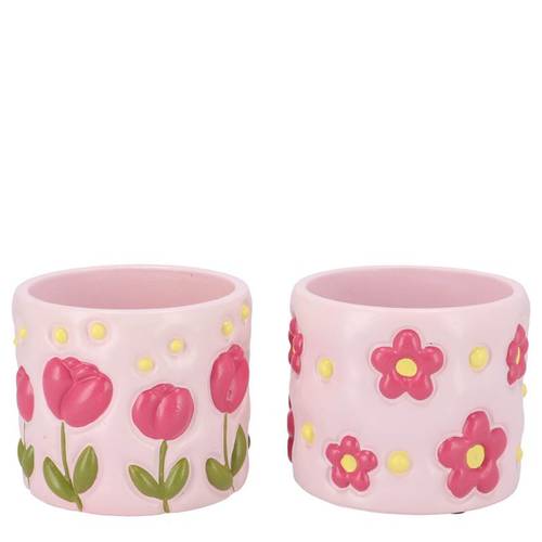 Keramik Übertopf Juul Blume mix rosa 13x13x11cm