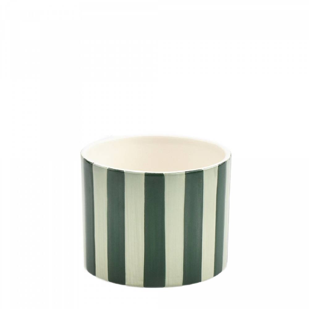 Keramik Übertopf Zylinder Circus grün D10cm H10.5cm