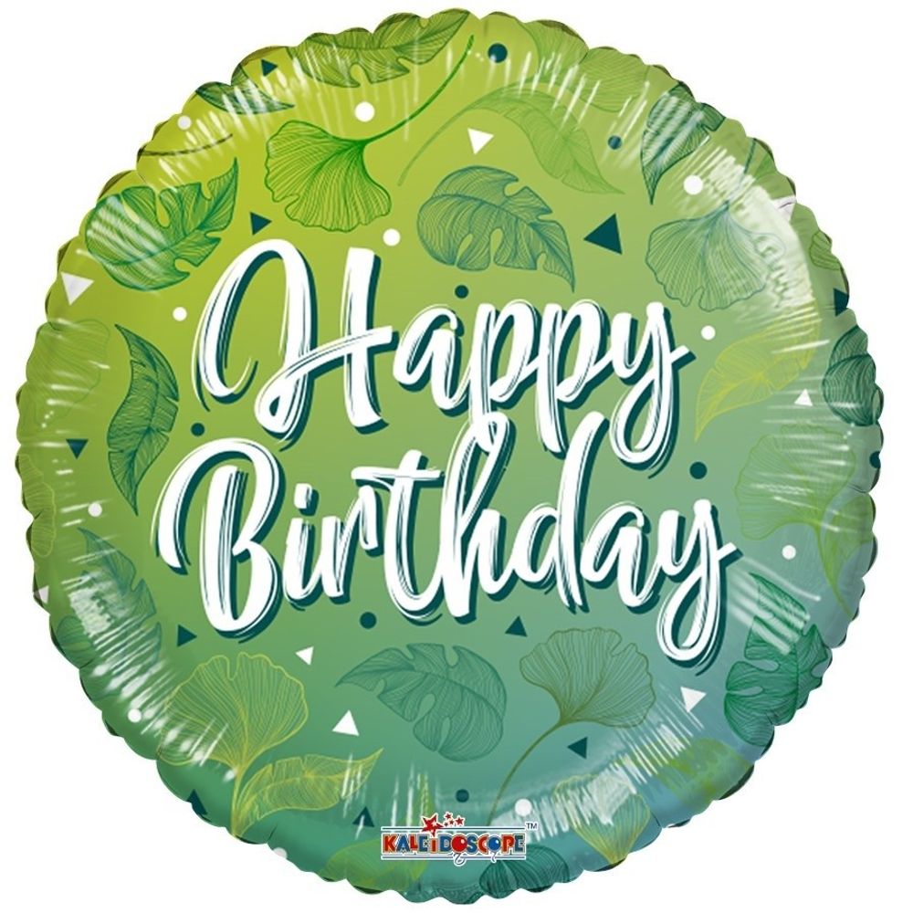 Ballon Eco Happy Birthday Rund grün D45cm