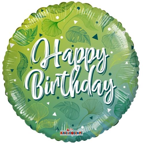 Ballon Eco Happy Birthday Rund grün D45cm
