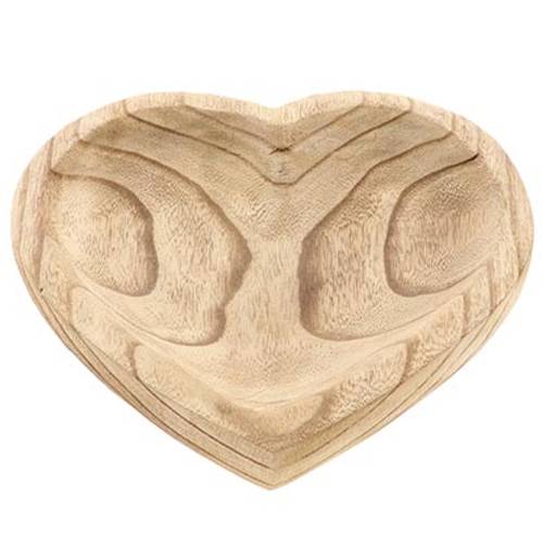 Holz Teller Herz braun D26cm