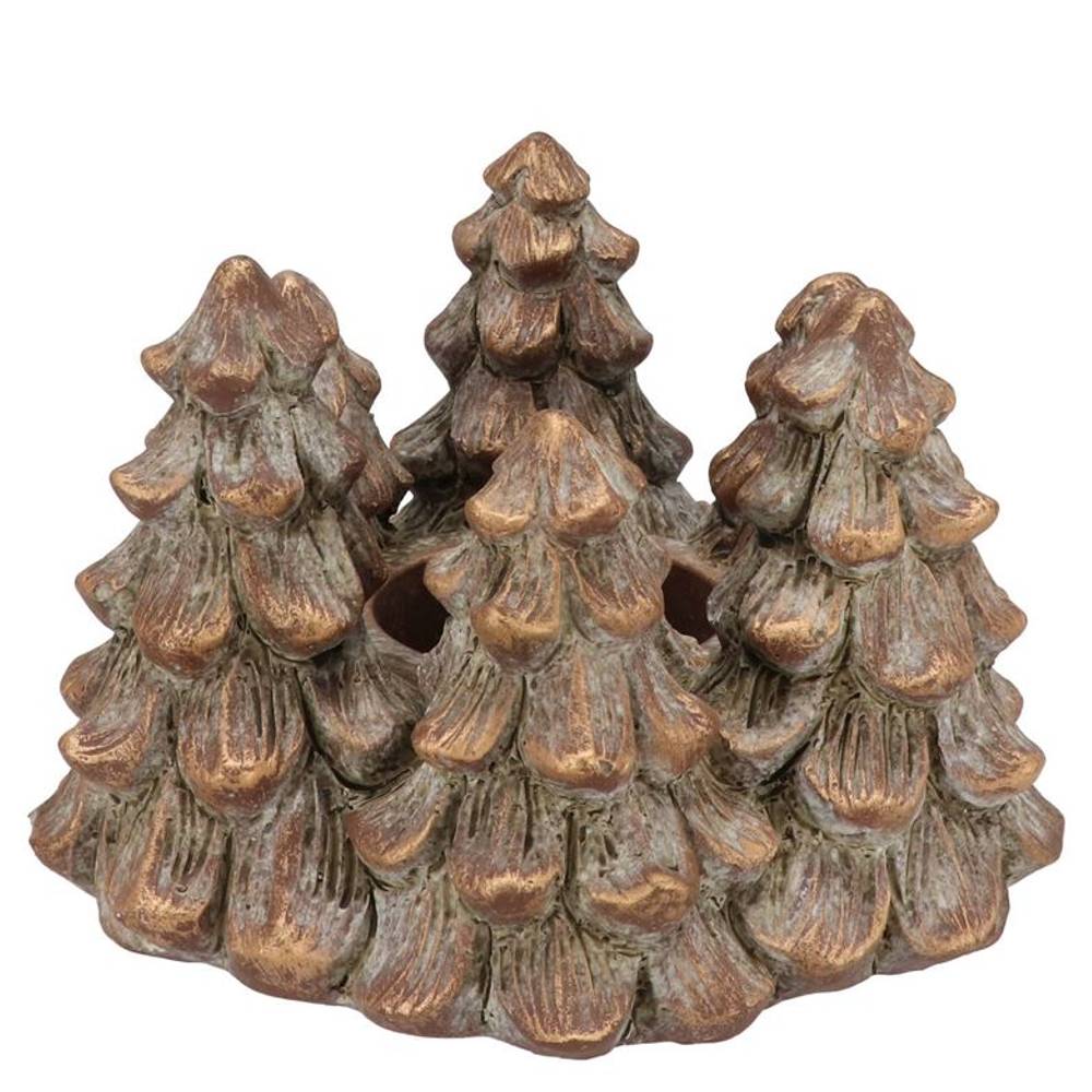Beton Übertopf Baum gold 20x21x14cm