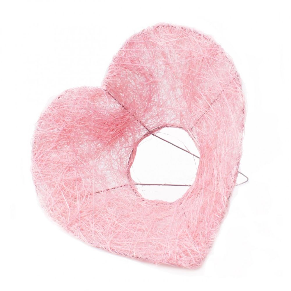 Strausshalter Sisal Herz rosa D20 cm