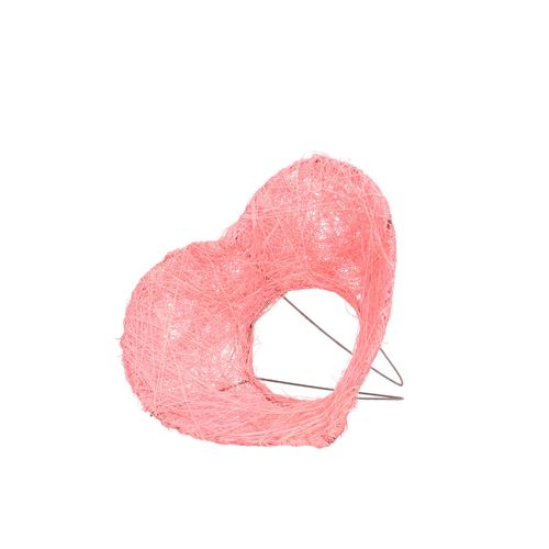 Strausshalter Sisal Herz rosa D20 cm