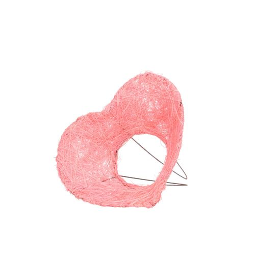 Strausshalter Sisal Herz rosa D20 cm