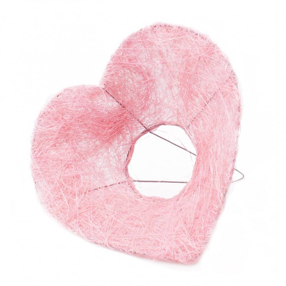 Strausshalter Sisal Herz dunkel rosa D20 cm