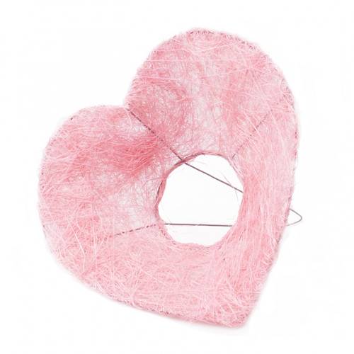 Strausshalter Sisal Herz dunkel rosa D20 cm