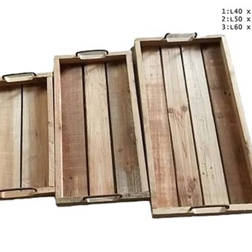 Holz Tabletts 3/Set natur 60x31x04,5cm