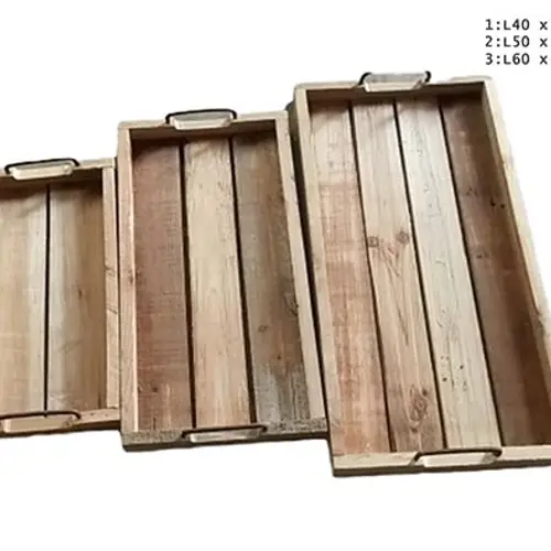 Holz Tabletts 3/Set natur 60x31x04,5cm
