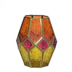 Laterne Glas Maroc orange/gelb D16.5cm H20.5cm