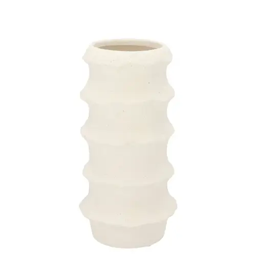 Keramik Vase Junia Structure weiss 14x14x28cm