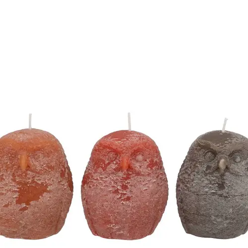 Kerze Eule mix braun 10x12cm