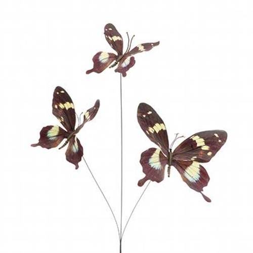 Schmetterling Trio auf Stab schwarz L50cm