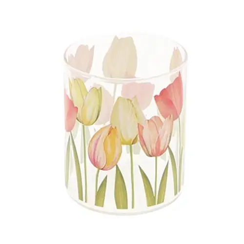 Glas Teelicht Tulpe multi D08cm H10cm