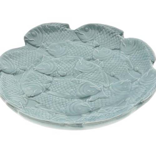 Keramik Teller Fisch blau D23.5cm