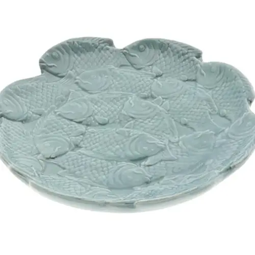Keramik Teller Fisch blau D23.5cm