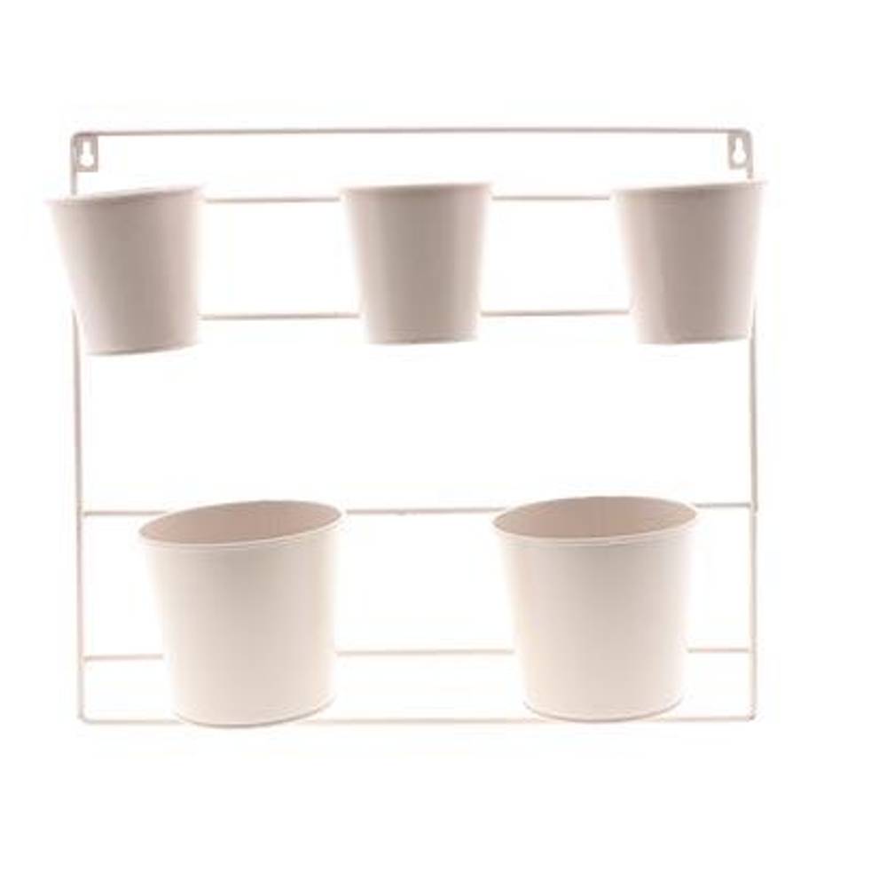Wandaufhänger Metall 5 Übertöpfe creme 51x48cm