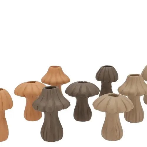 Keramik Vase Pilz mix braun 09x09x11cm