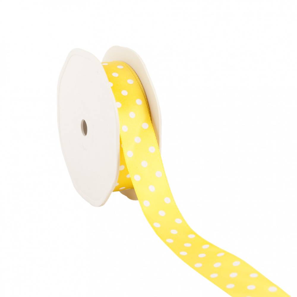 Band Satin Dots gelb/weiss 23mm 20m