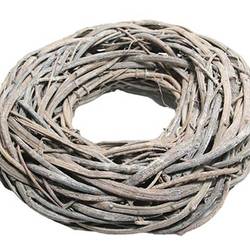 Kranz flach Rattan grau waschen D65cm