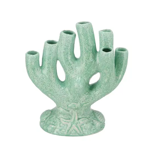 Keramik Vase Koralle grün 22x12x25cm