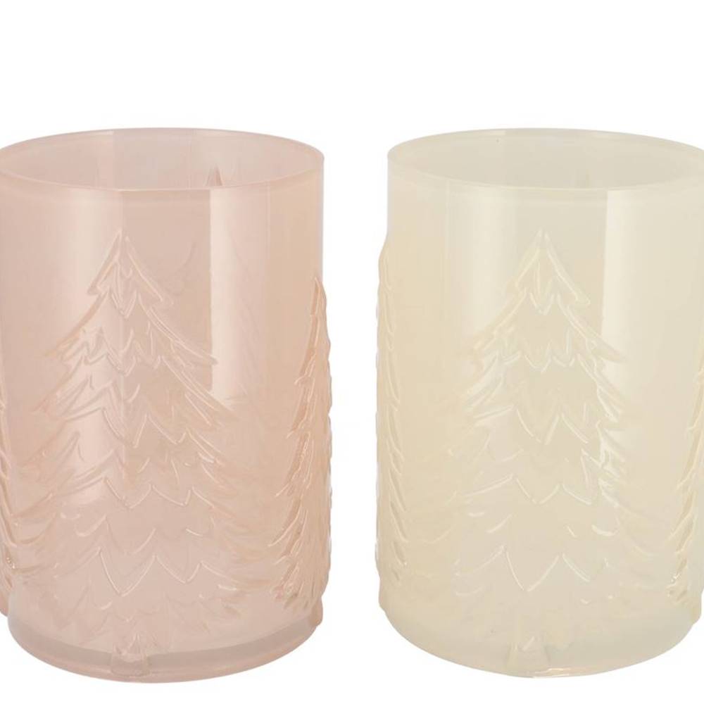 Glas Teelicht Ruby Forest mix creme 16x22cm