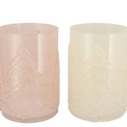 Glas Teelicht Ruby Forest mix creme 16x22cm