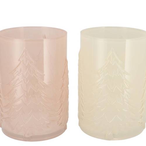 Glas Teelicht Ruby Forest mix creme 16x22cm