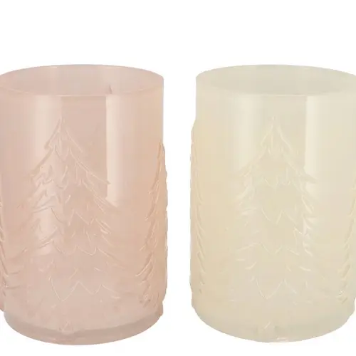 Glas Teelicht Ruby Forest mix creme 16x22cm