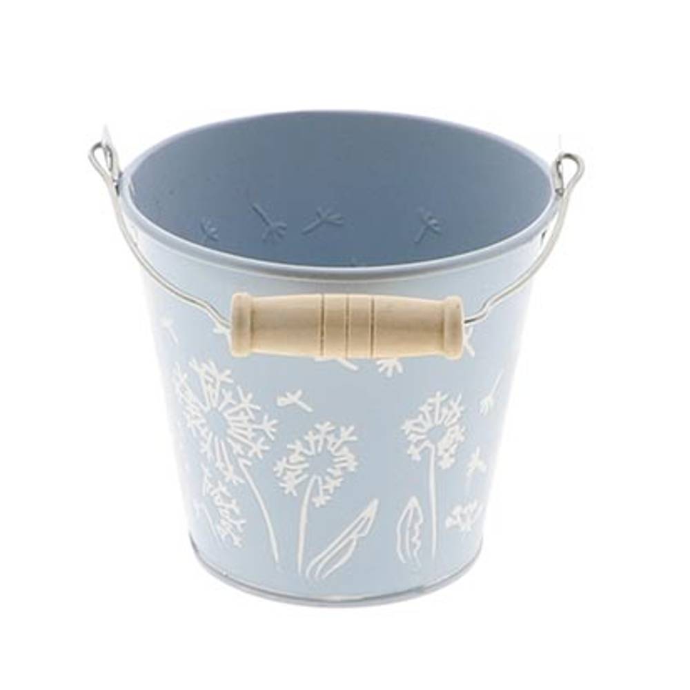 Zink Eimer Blume blau D11cm H10cm