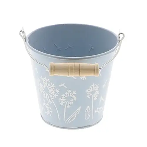Zink Eimer Blume blau D11cm H10cm