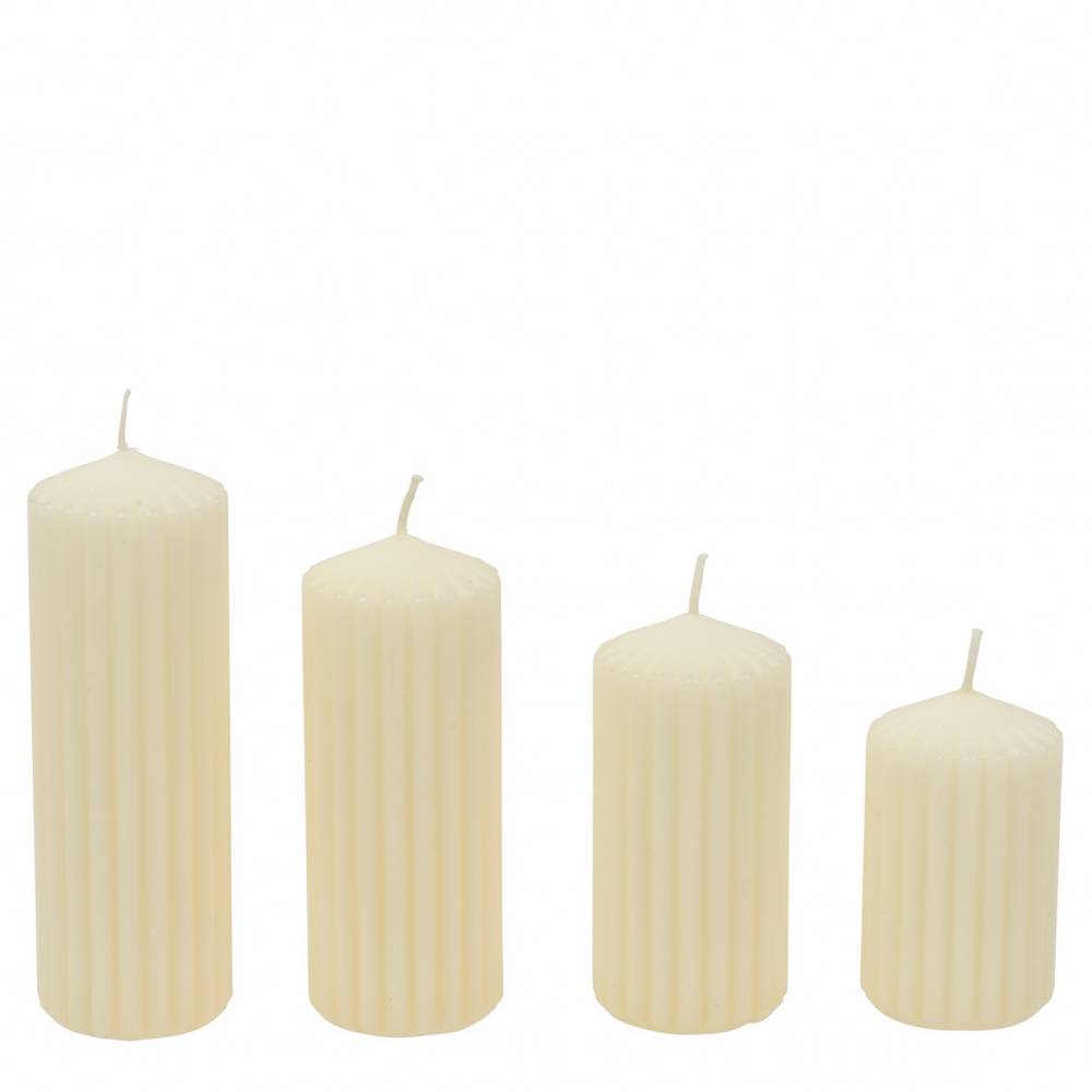 Stumpfkerze Rib creme 4/S D05cm H14cm