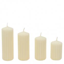 Stumpfkerze Rib creme 4/S D05cm H14cm