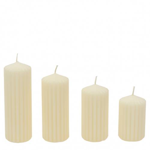 Stumpfkerze Rib creme 4/S D05cm H14cm