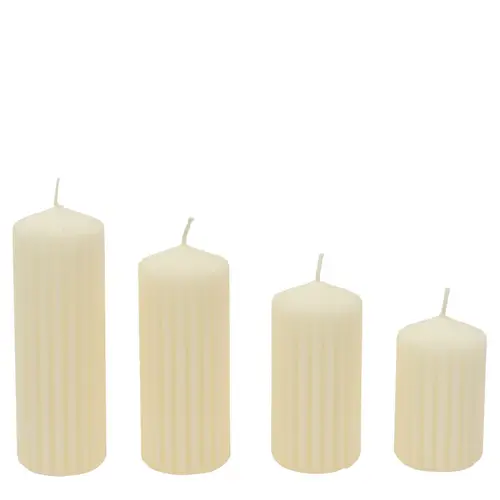 Stumpfkerze Rib creme 4/S D05cm H14cm