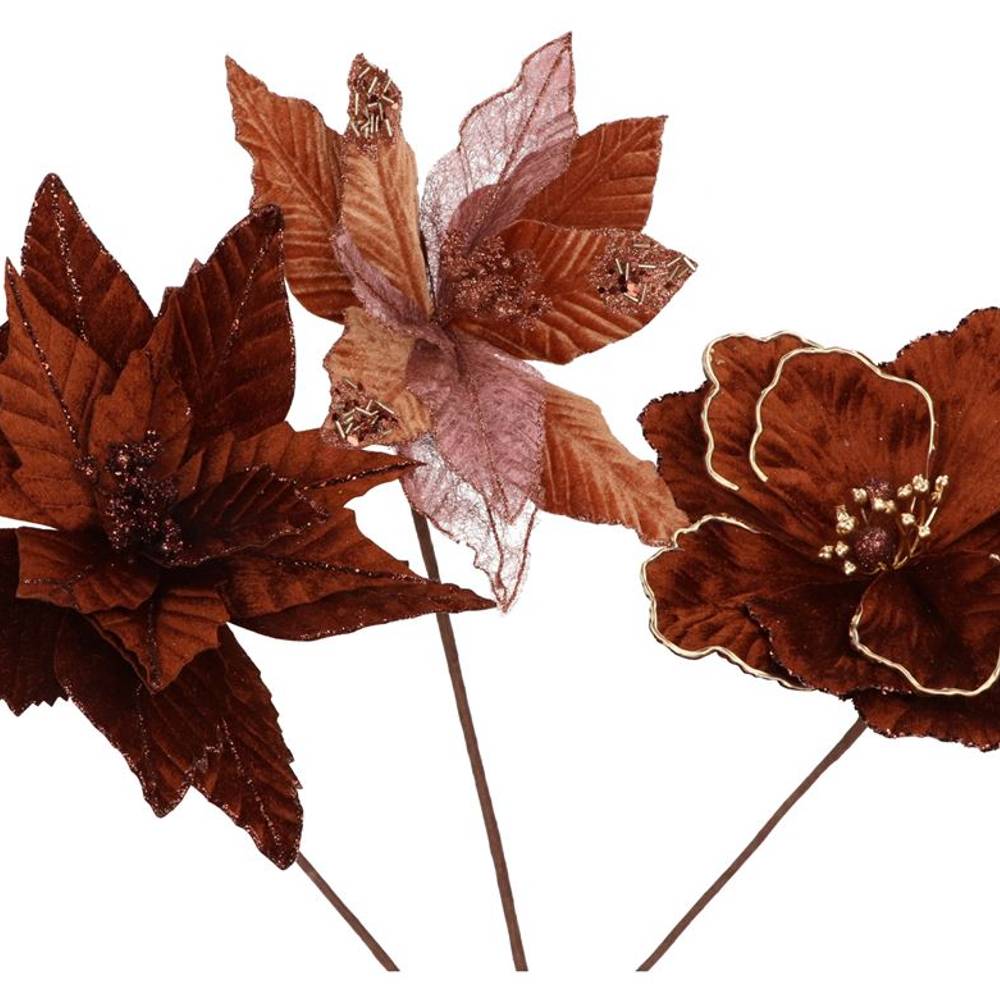 Seiden Poinsettia mix braun L27 cm
