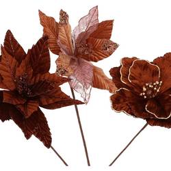 Seiden Poinsettia mix braun L27 cm