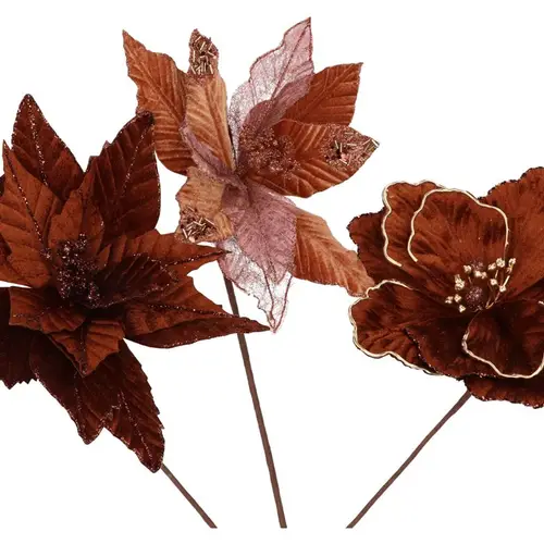 Seiden Poinsettia mix braun L27 cm