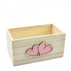 Holz Übertopf Herz rosa 19.5x11x10cm